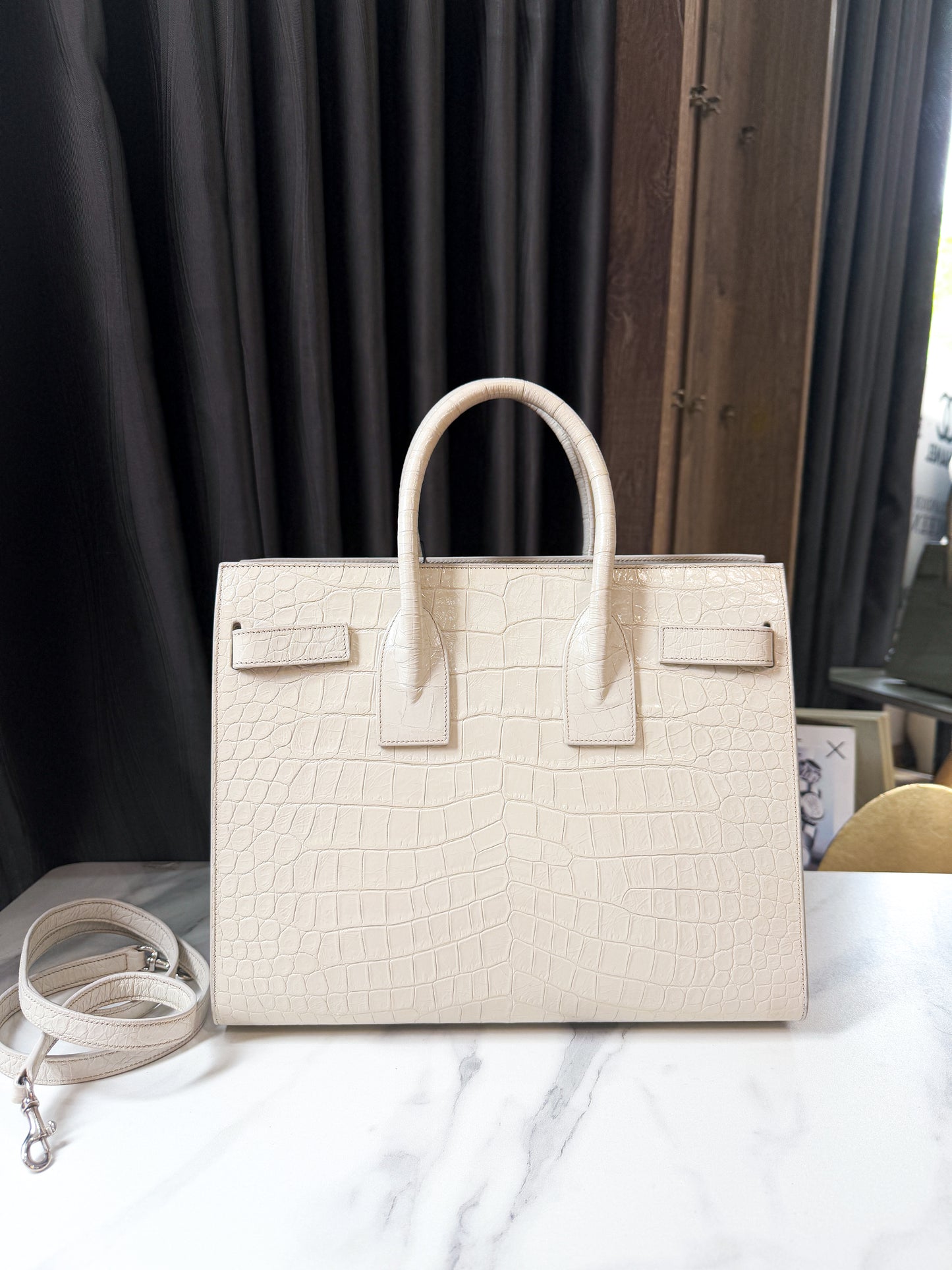 A YSL Sac De Jour Vân Croc Size 32