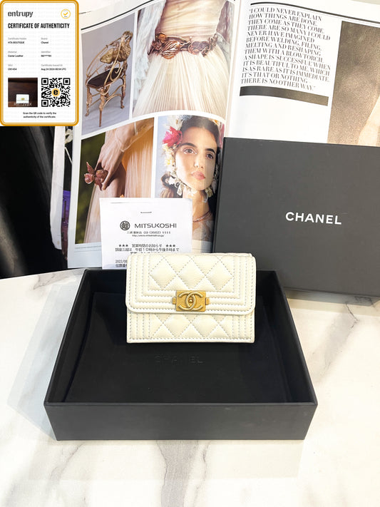 Ví Gấp Chanel Trắng Caviar