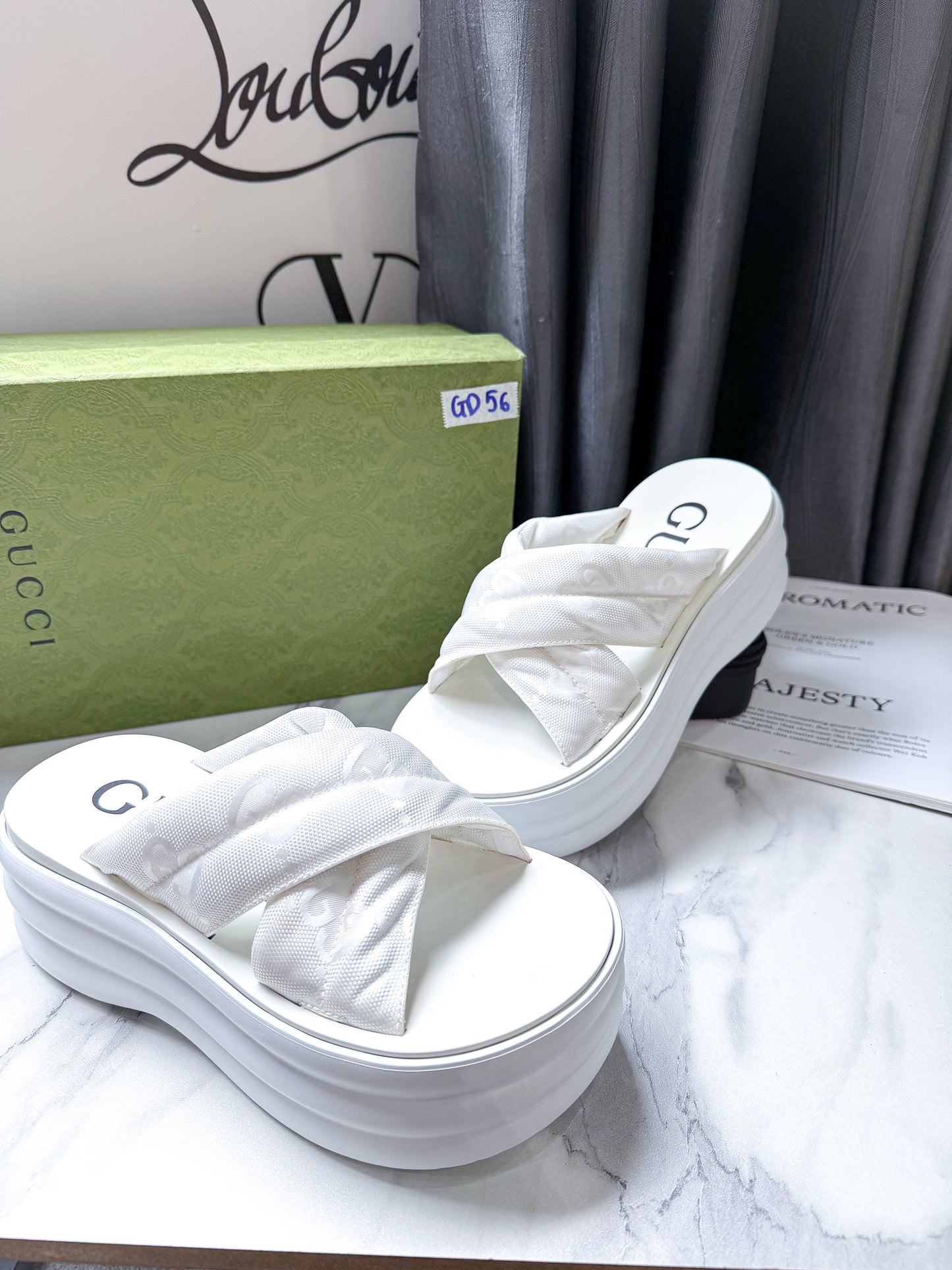 Dép Gucci Trắng Size 37 GD56