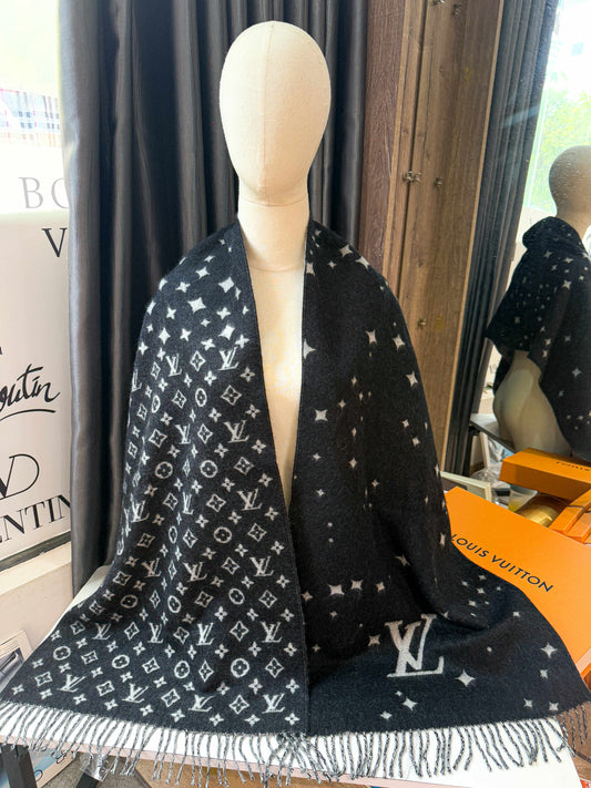 Khăn LV Cashmere Ghi Đen 15/6