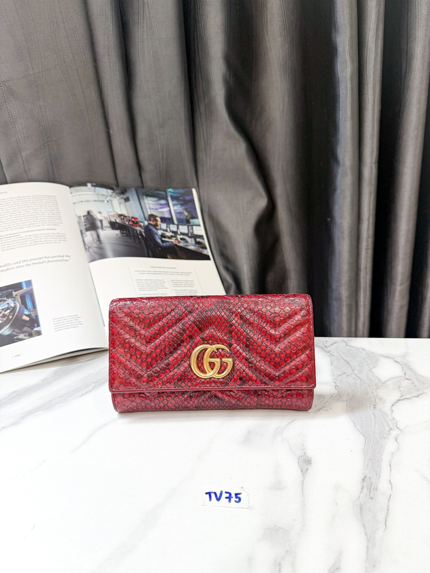 Ví Gấp Gucci Đỏ Da Trăn Python TV75