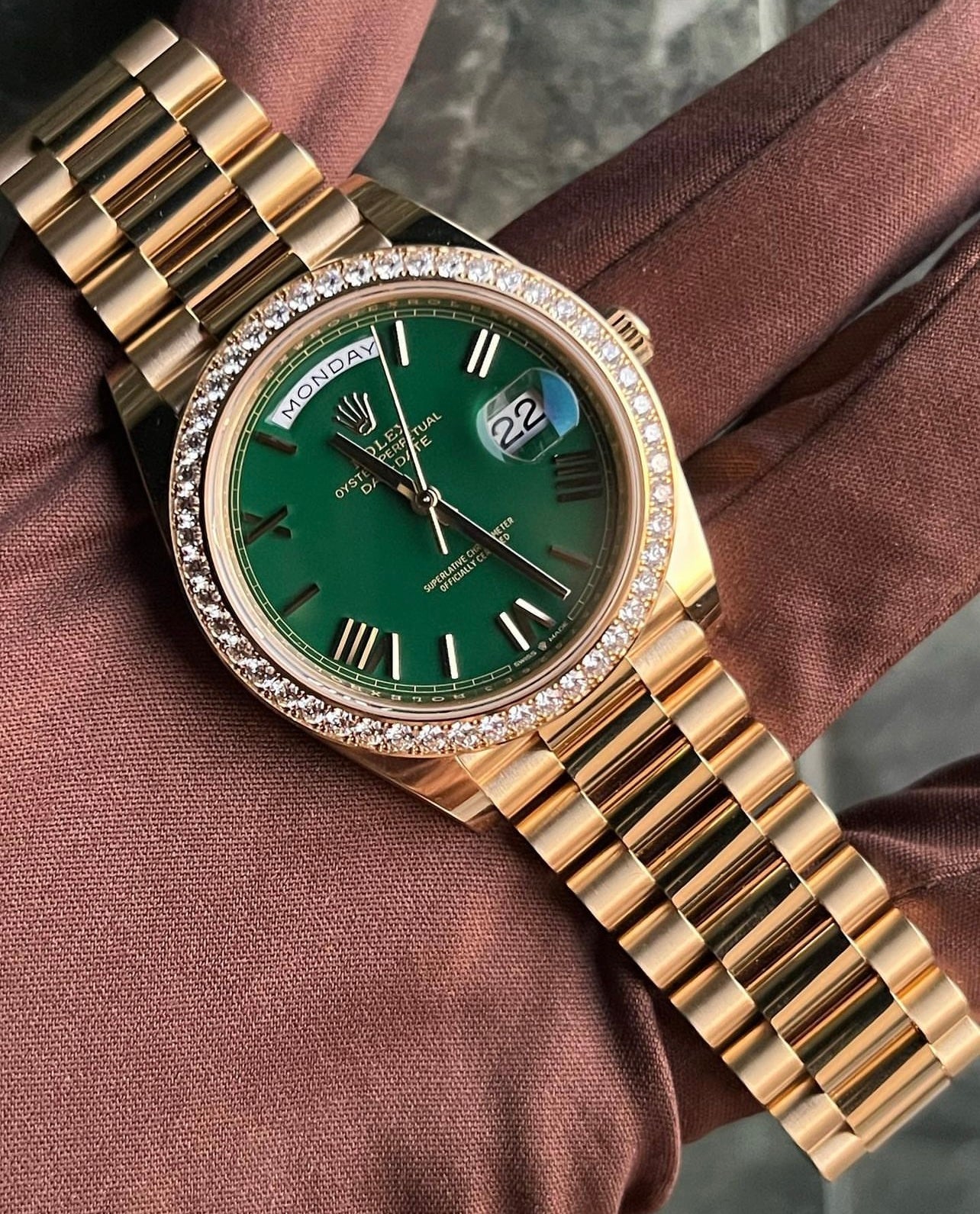 Đồng Hồ Rolex Daydate 40mm 228348RBR Pastello Green