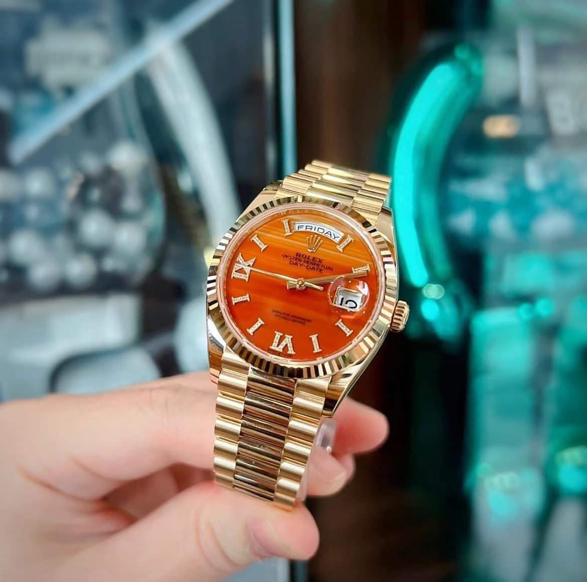 Đồng Hồ Rolex Daydate 128238 Carnelian size 36mm