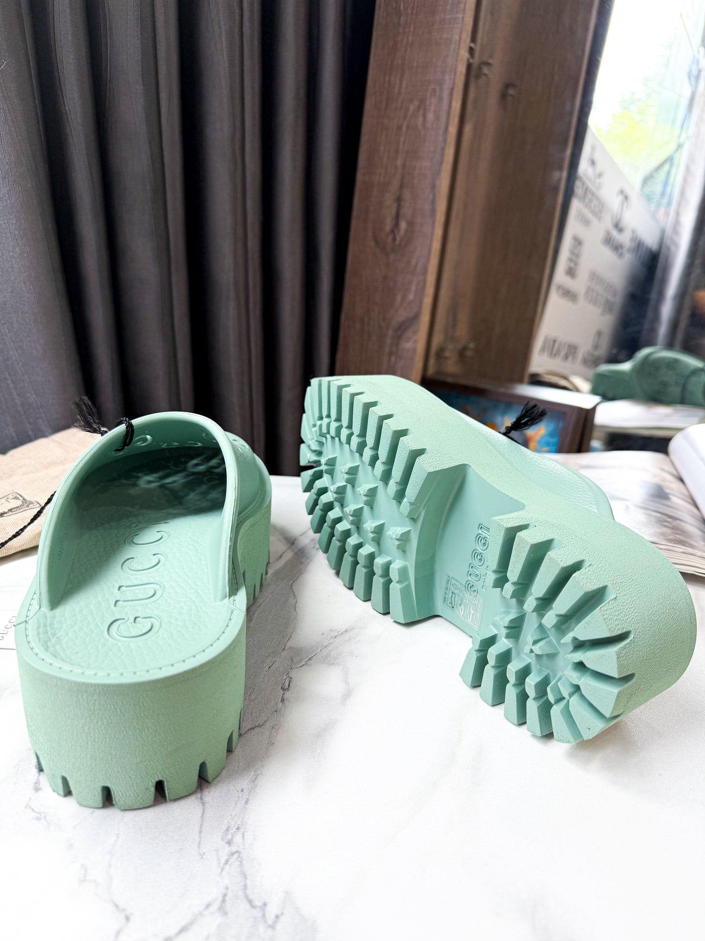 Dép Gucci Xanh New Trưng Bày Size 35