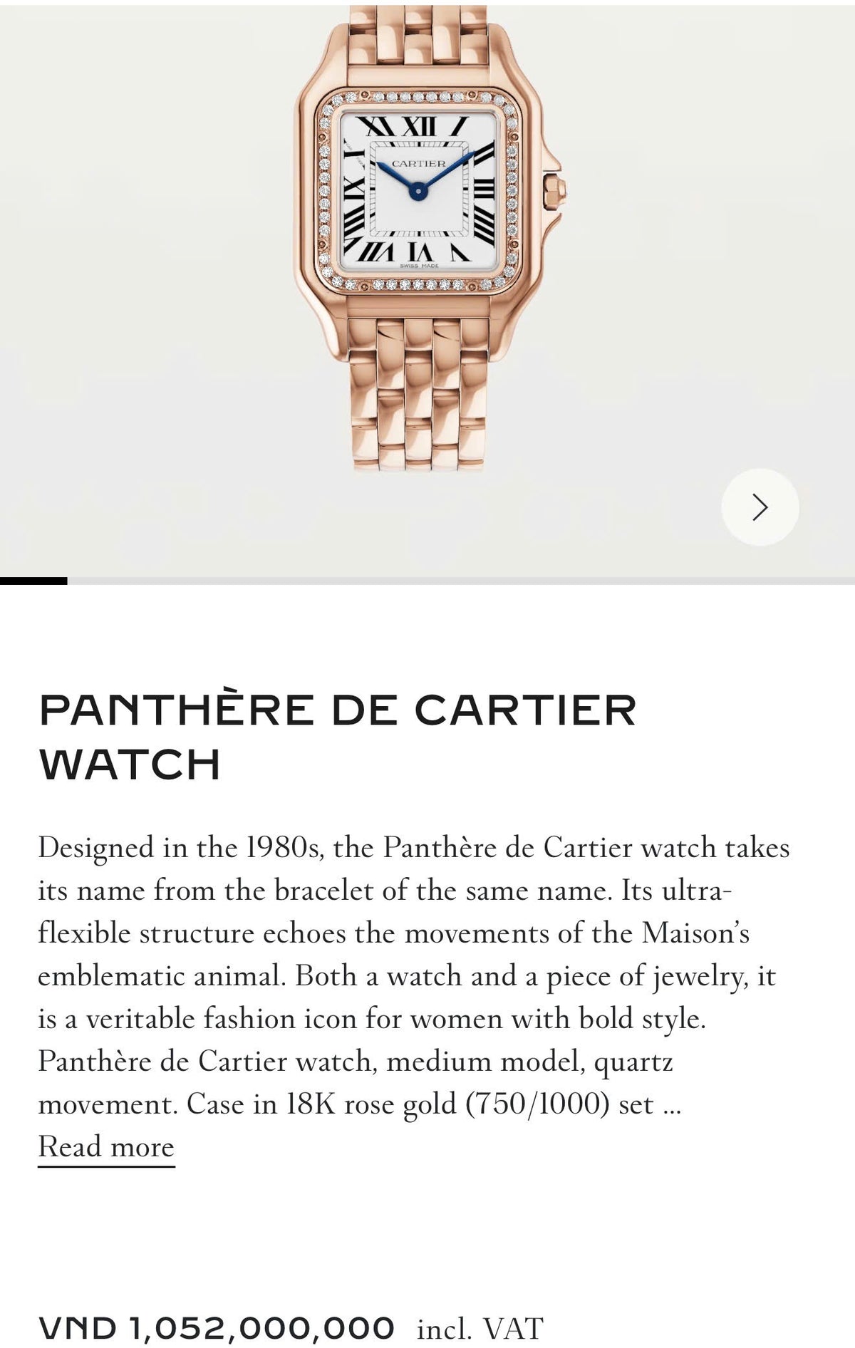 Đồng Hồ Cartier Panthère Rose Gold Diamond