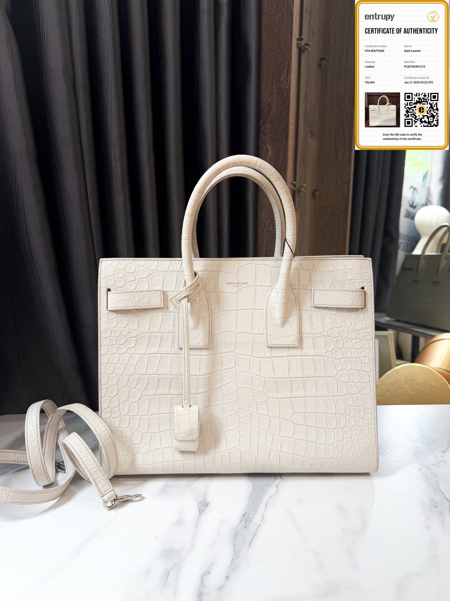 A YSL Sac De Jour Vân Croc Size 32