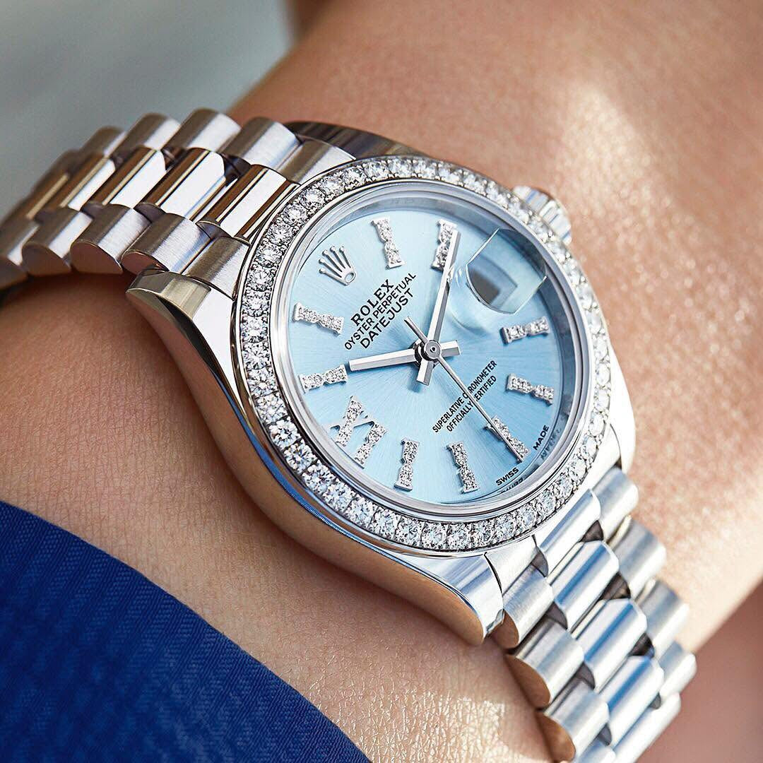 Đồng Hồ Rolex Datejust 279136RBR Platin Ice Blue 28mm