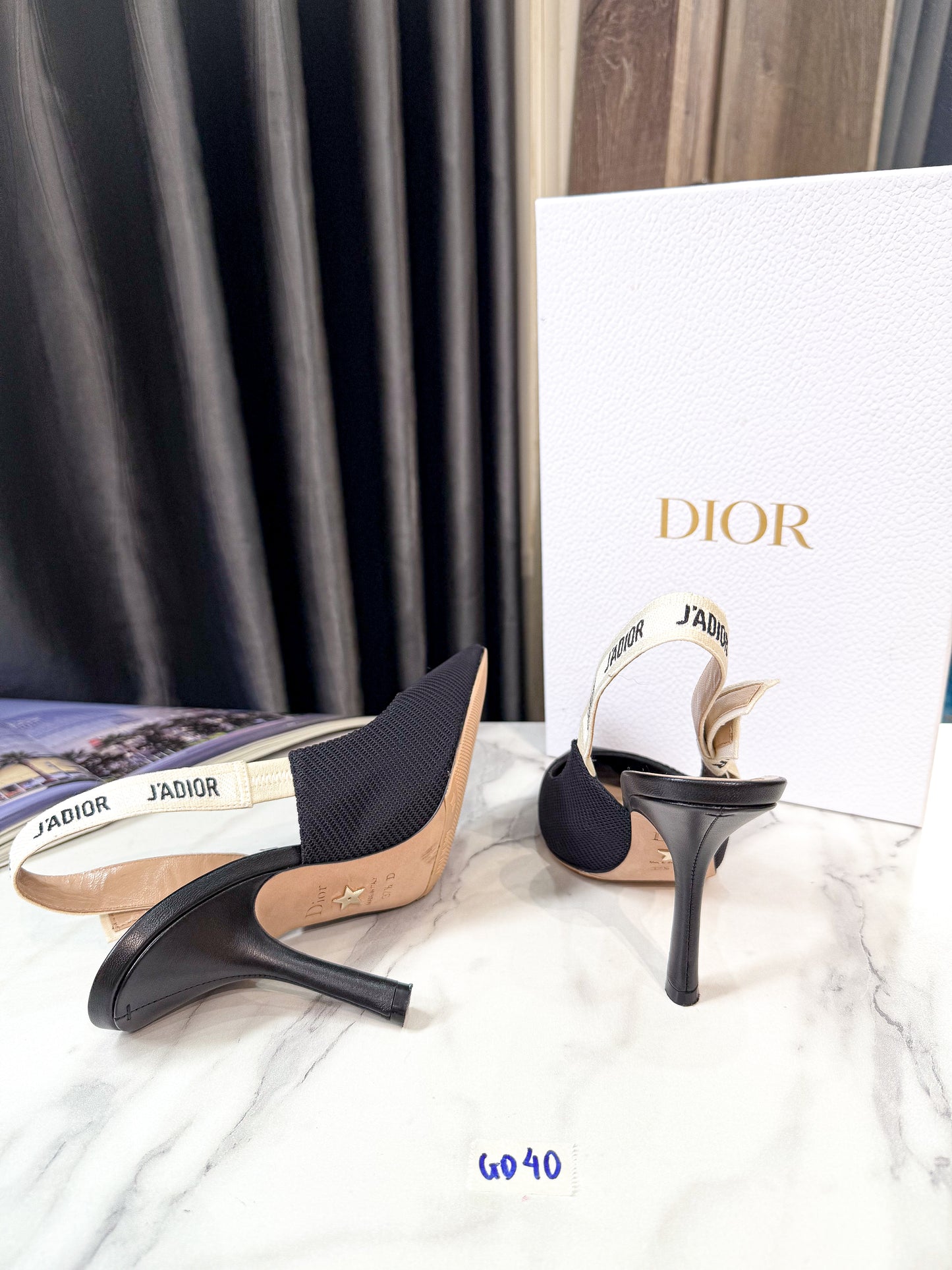 Slingback Dior Đen Size 37.5D GD40
