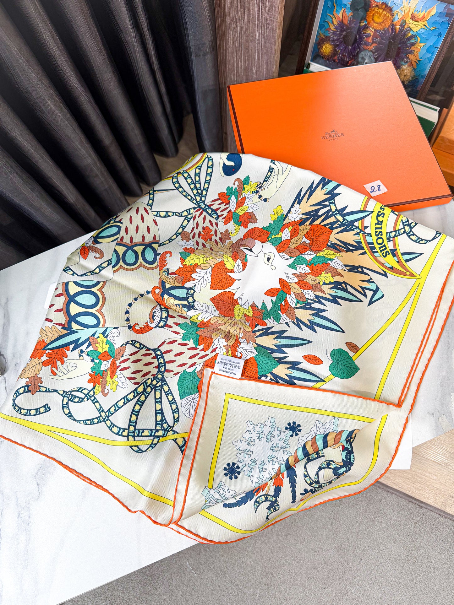 Khăn Lụa Hermes New Khổ 90x90 HN28 4/11