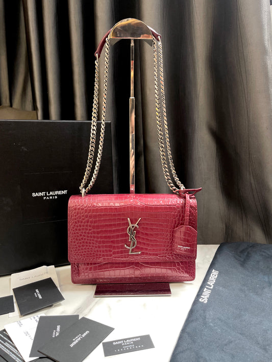 YSL Sunset Size 22 Vân Croc Đỏ