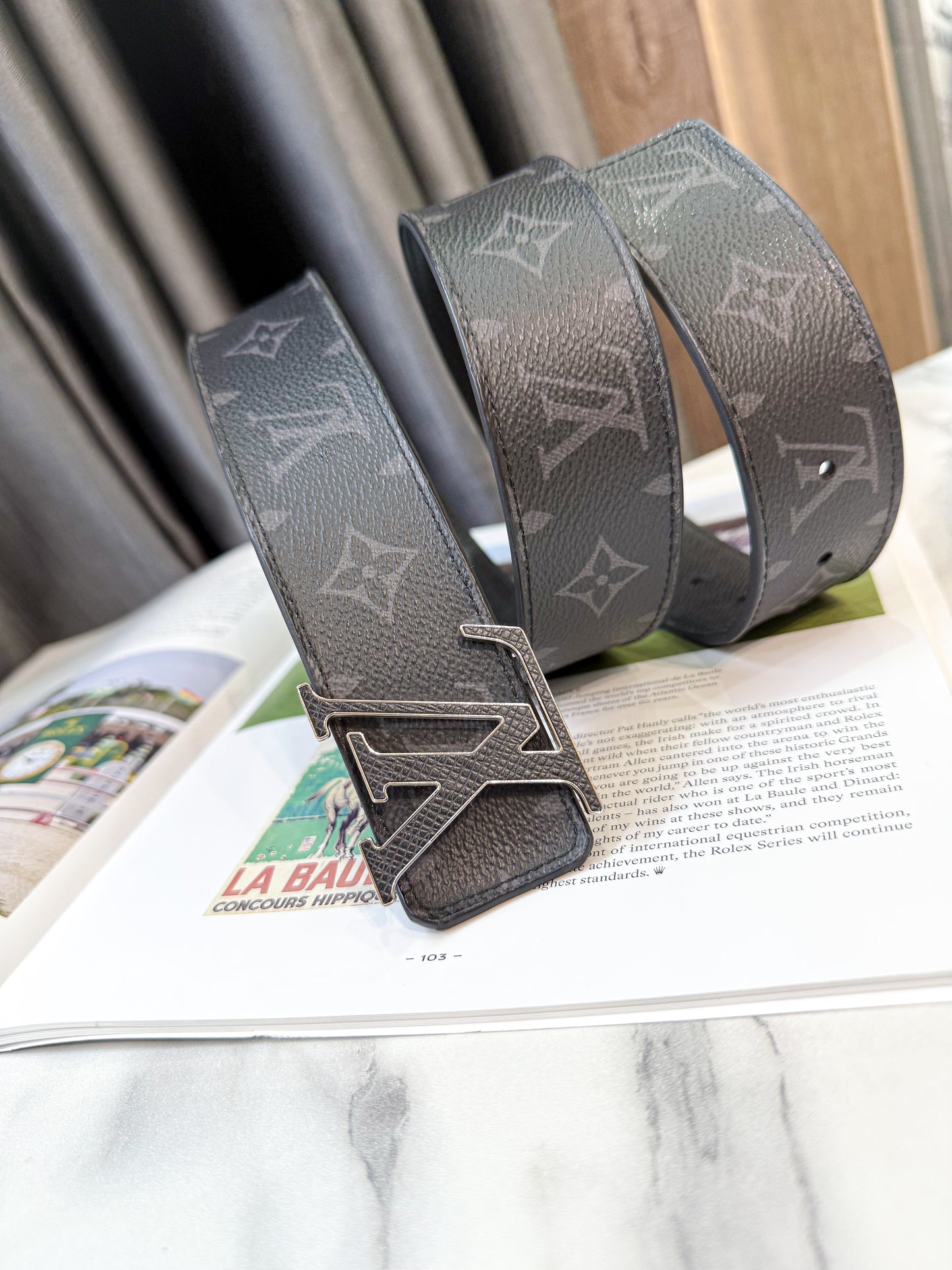 Belt LV Nam Size 85 2 Mặt