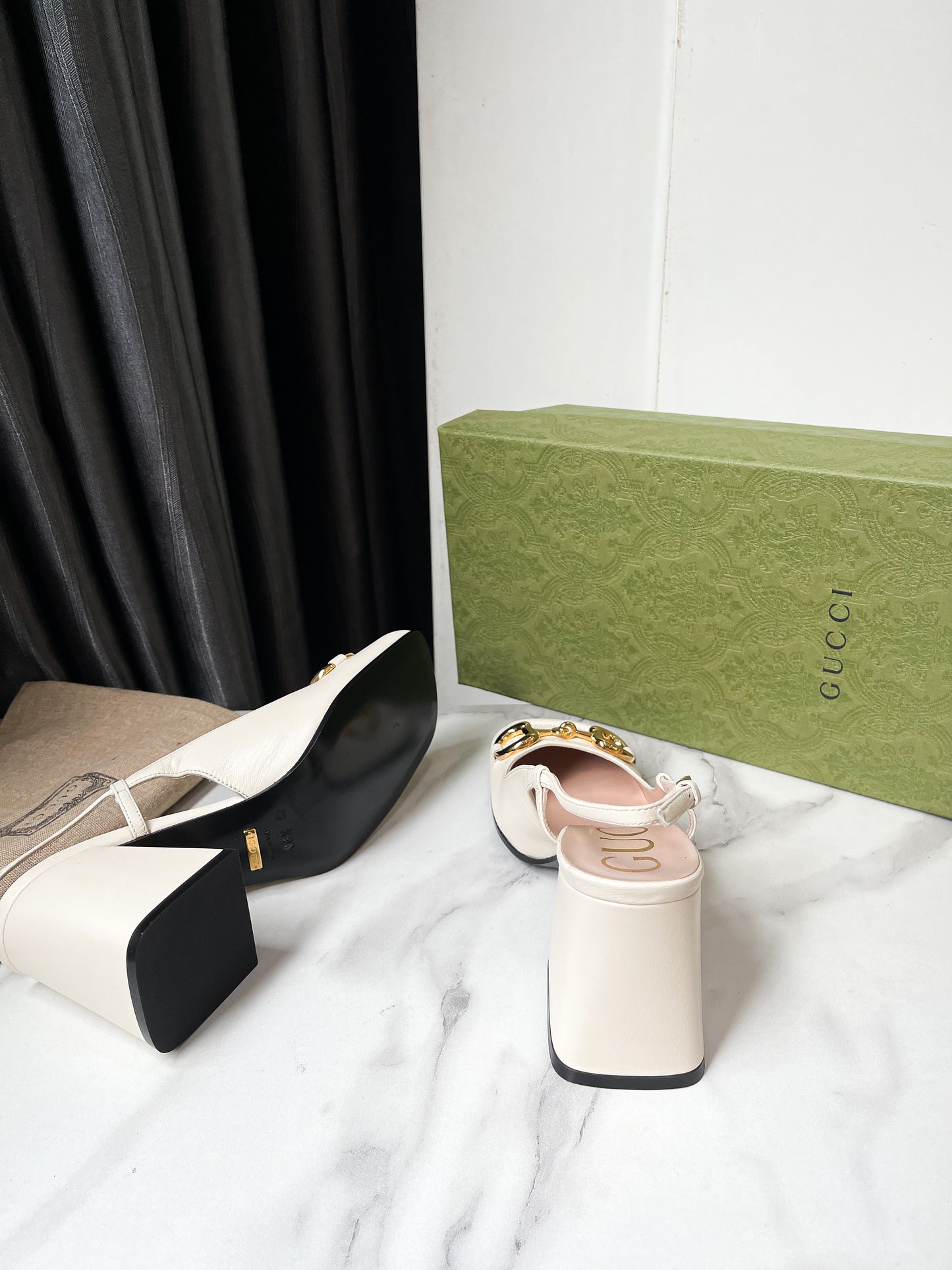 Slingback Gucci Trắng Size 36.5 New