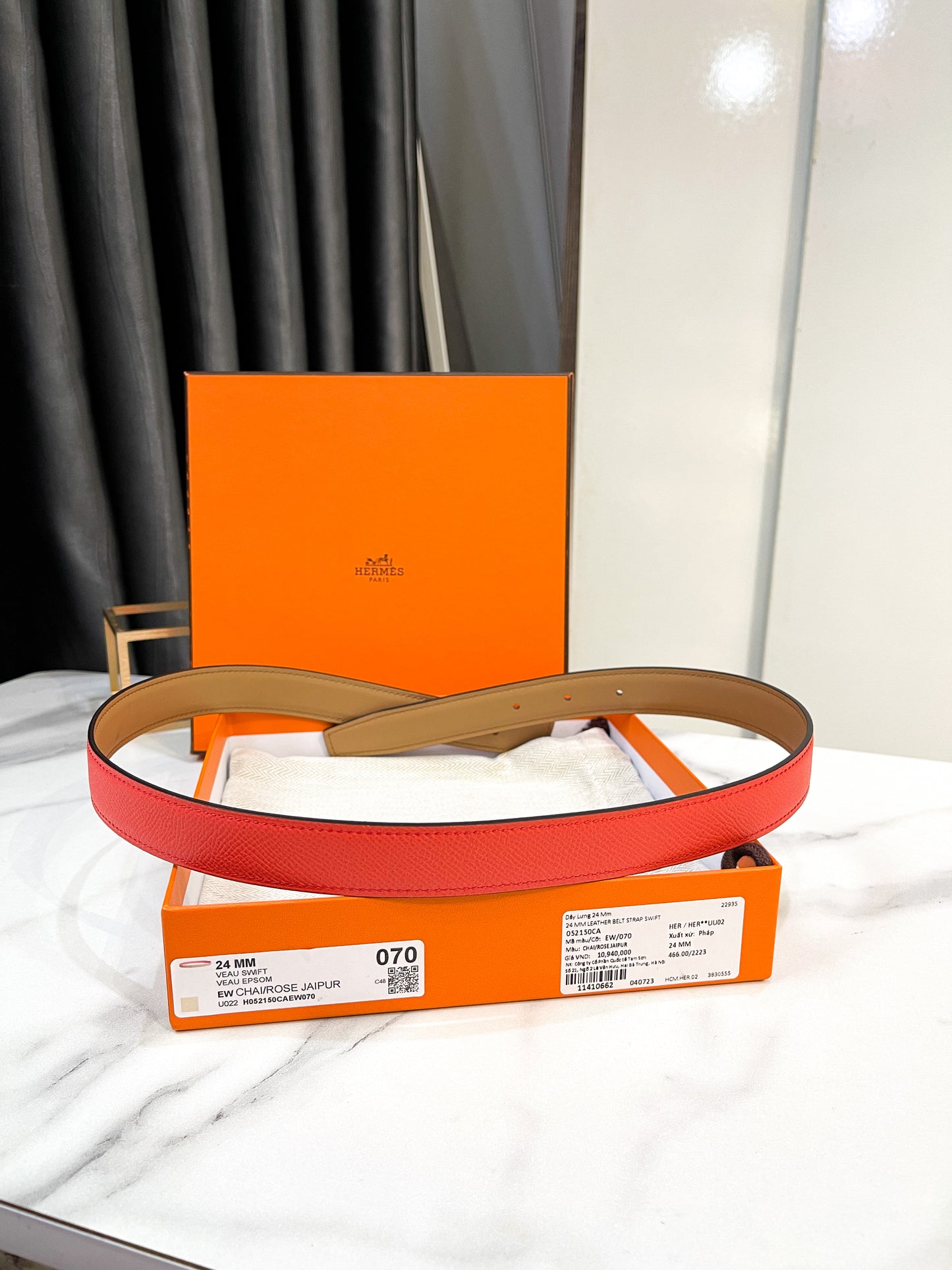 Dây Belt Hermes Dùng 2 Mặt Size 70