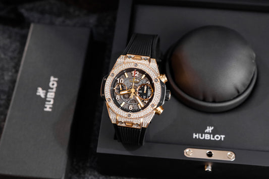 Đồng Hồ Hublot Unico King Gold 42mm Pave Diamond Orginal