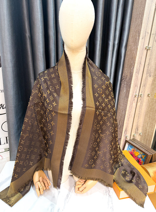 Khăn LV Ánh Kim Nâu 8/6