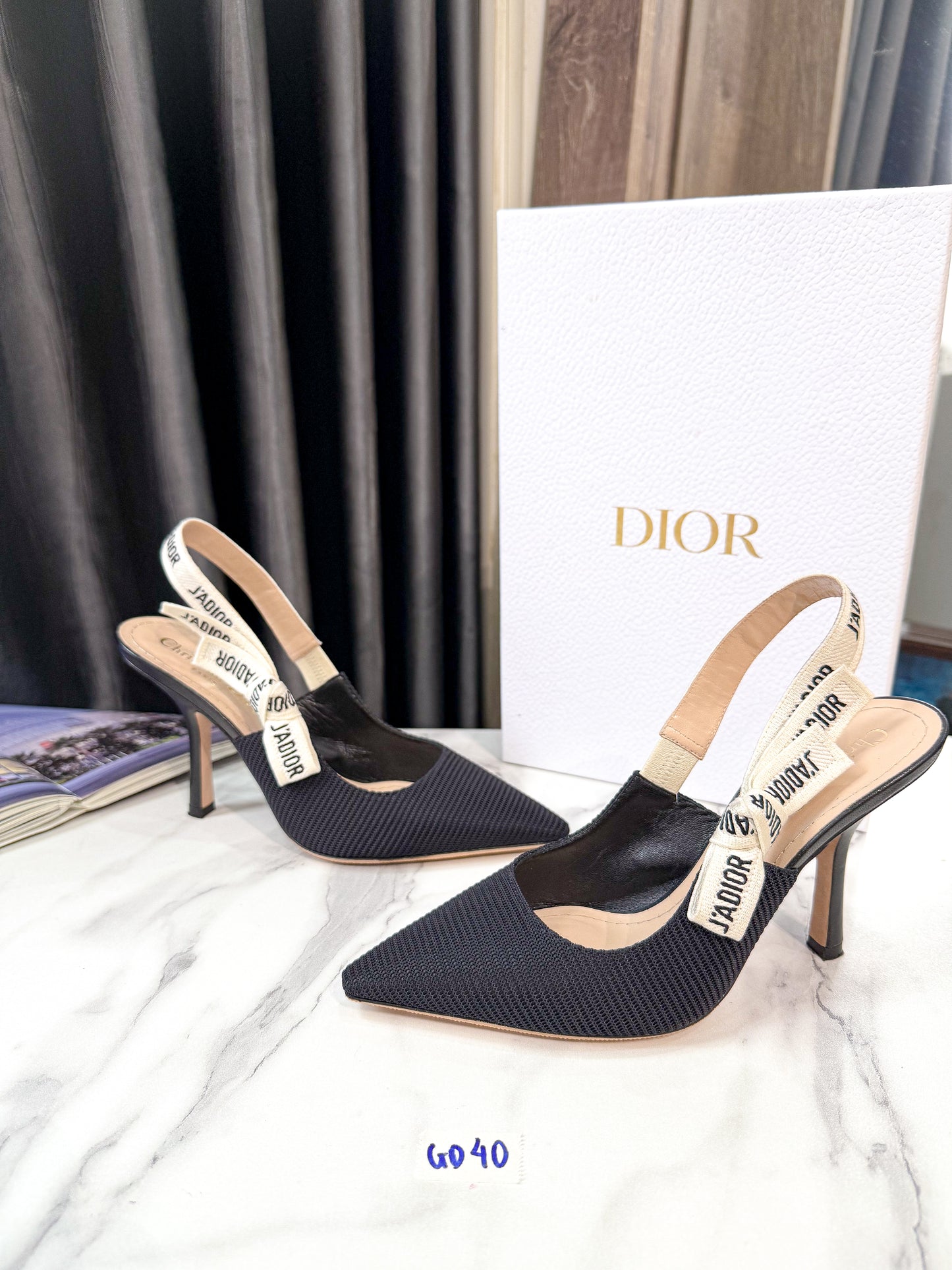 Slingback Dior Đen Size 37.5D GD40