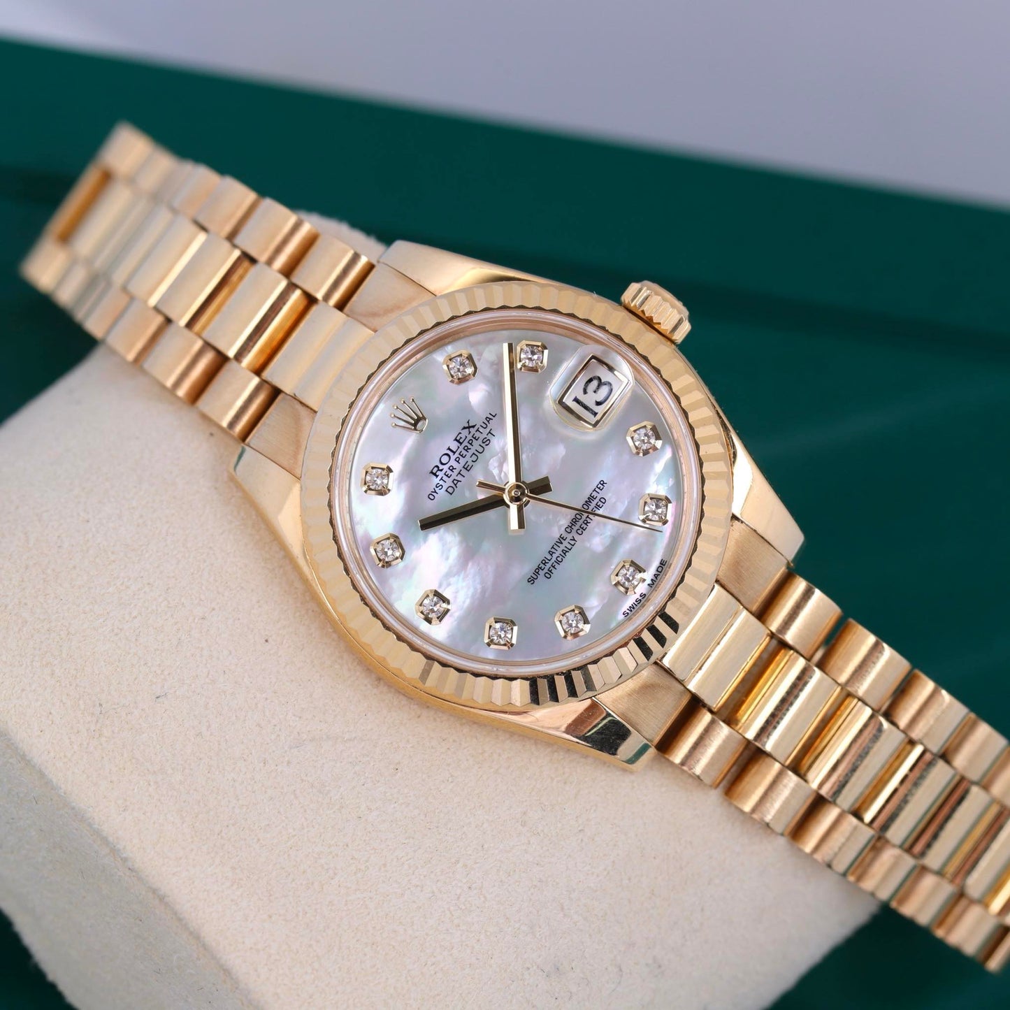 Đồng Hồ Rolex Datejust 178278 Gold mặt số khảm trai