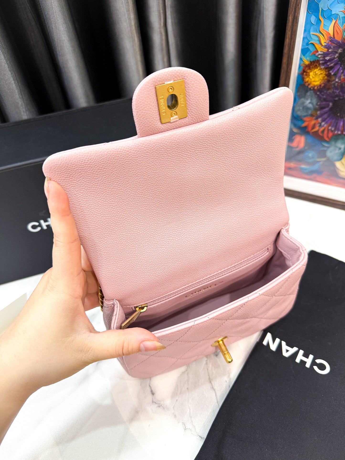 A A Chanel Mini Caviar Pink