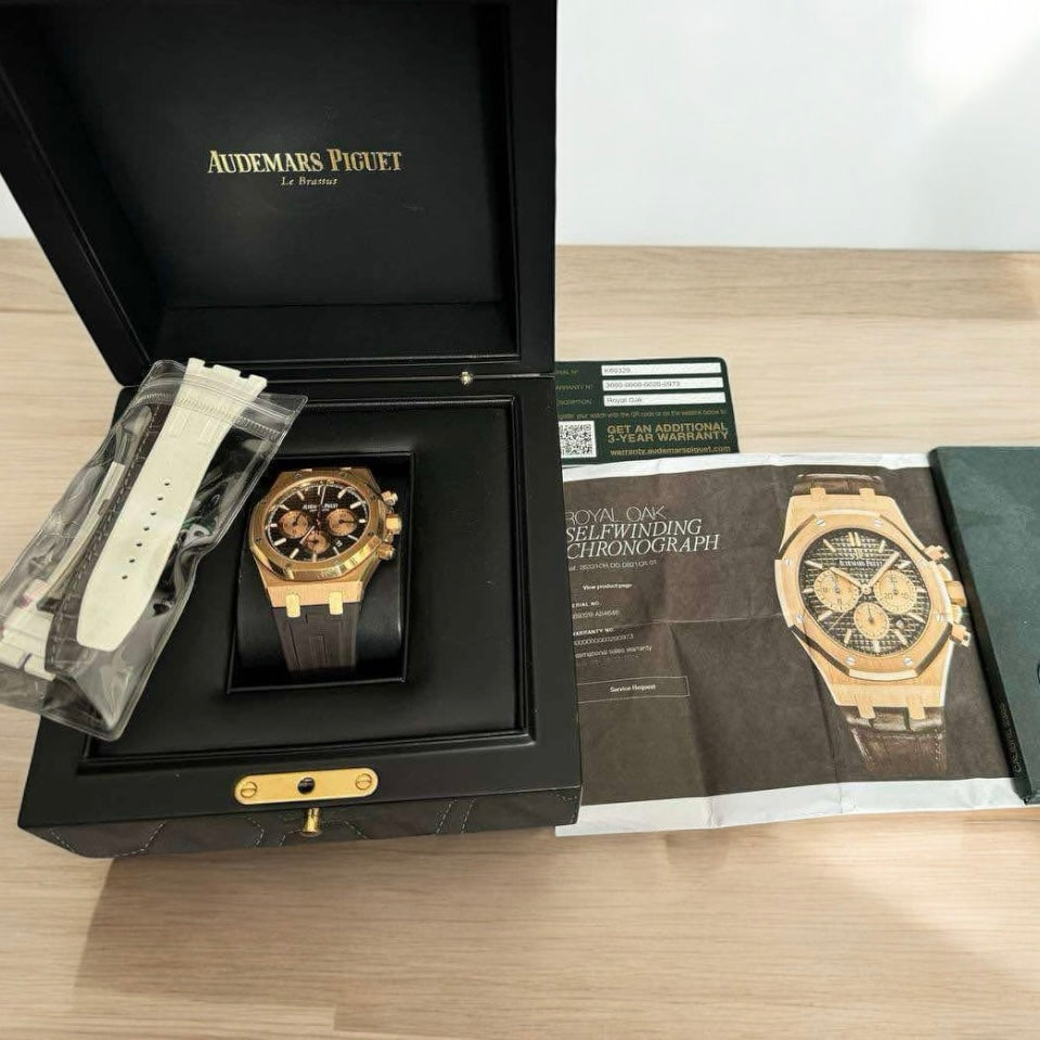 Đồng Hồ Audemars Piguet Royal Oak Chronograph 41mm Rose Gold Chocolate Dial 26331OR