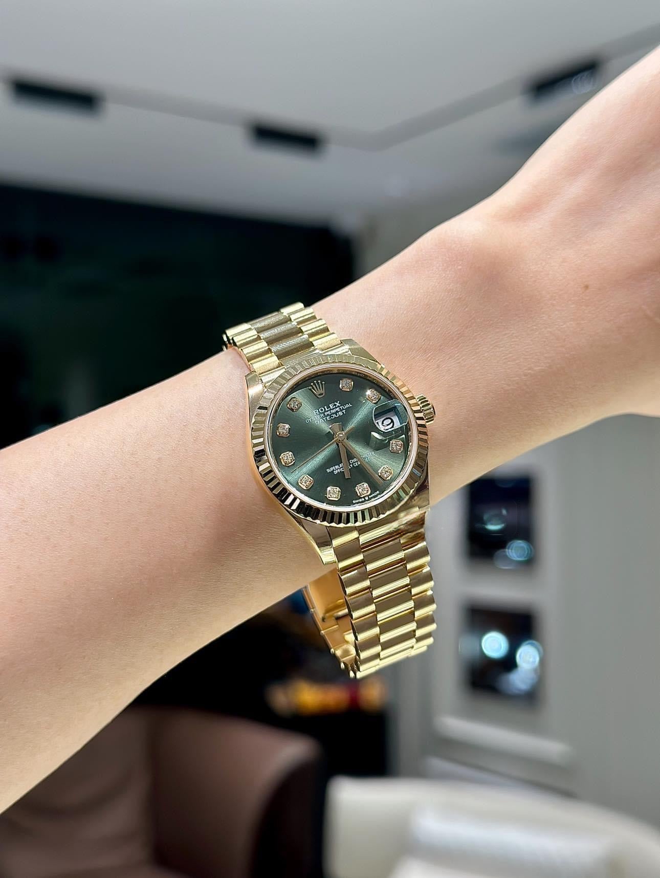 Đồng Hồ Rolex Datejust 31mm Yellow Gold Dial Olive Green