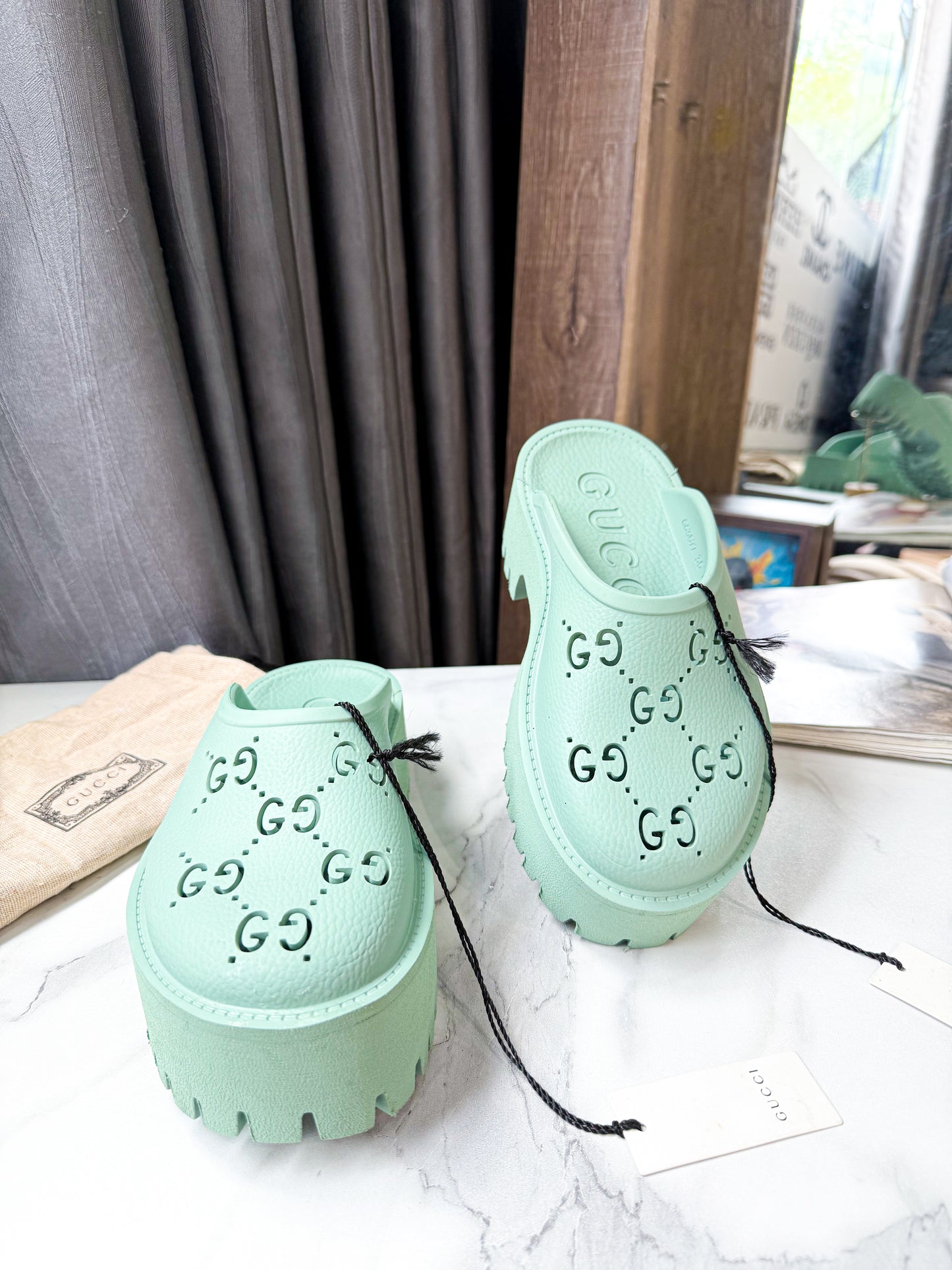 Dép Gucci Xanh New Trưng Bày Size 35
