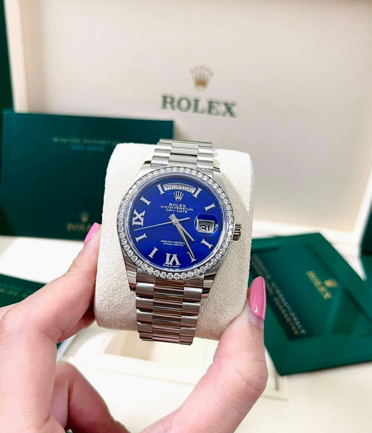 Đồng Hồ Rolex Daydate 128349RBR Turquoise size 36mm