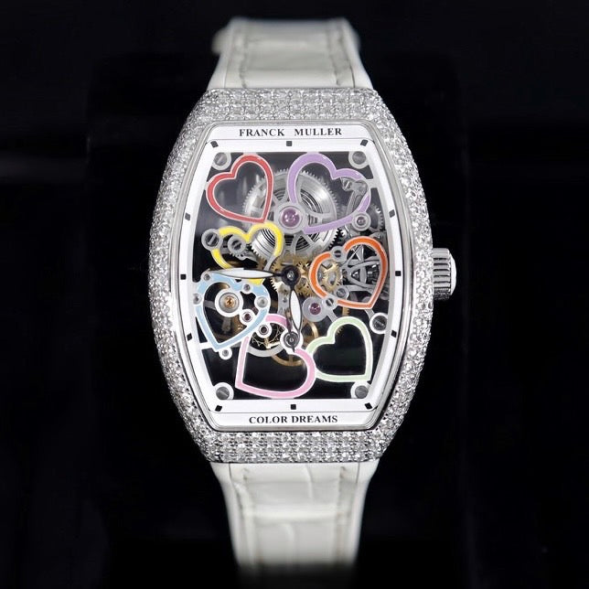 Đồng Hồ Frank Muller V32 Skeleton Diamond Flower White