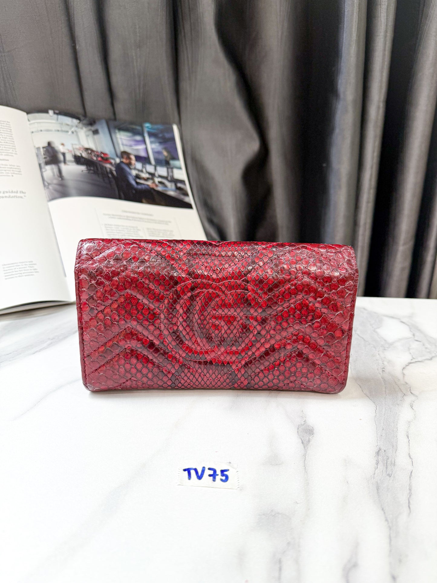 Ví Gấp Gucci Đỏ Da Trăn Python TV75