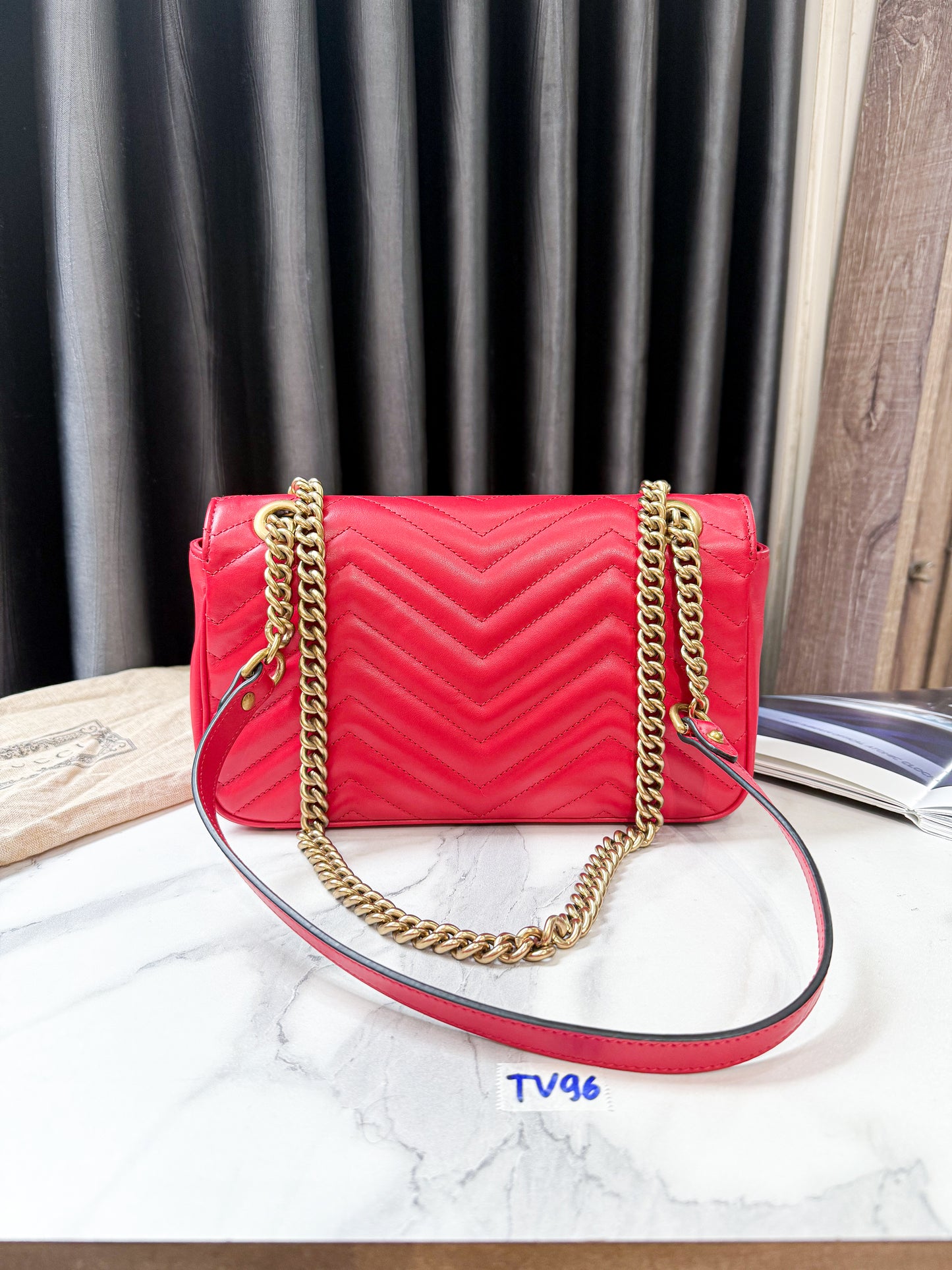 A A Gucci Marmont 26 Đỏ New TV96