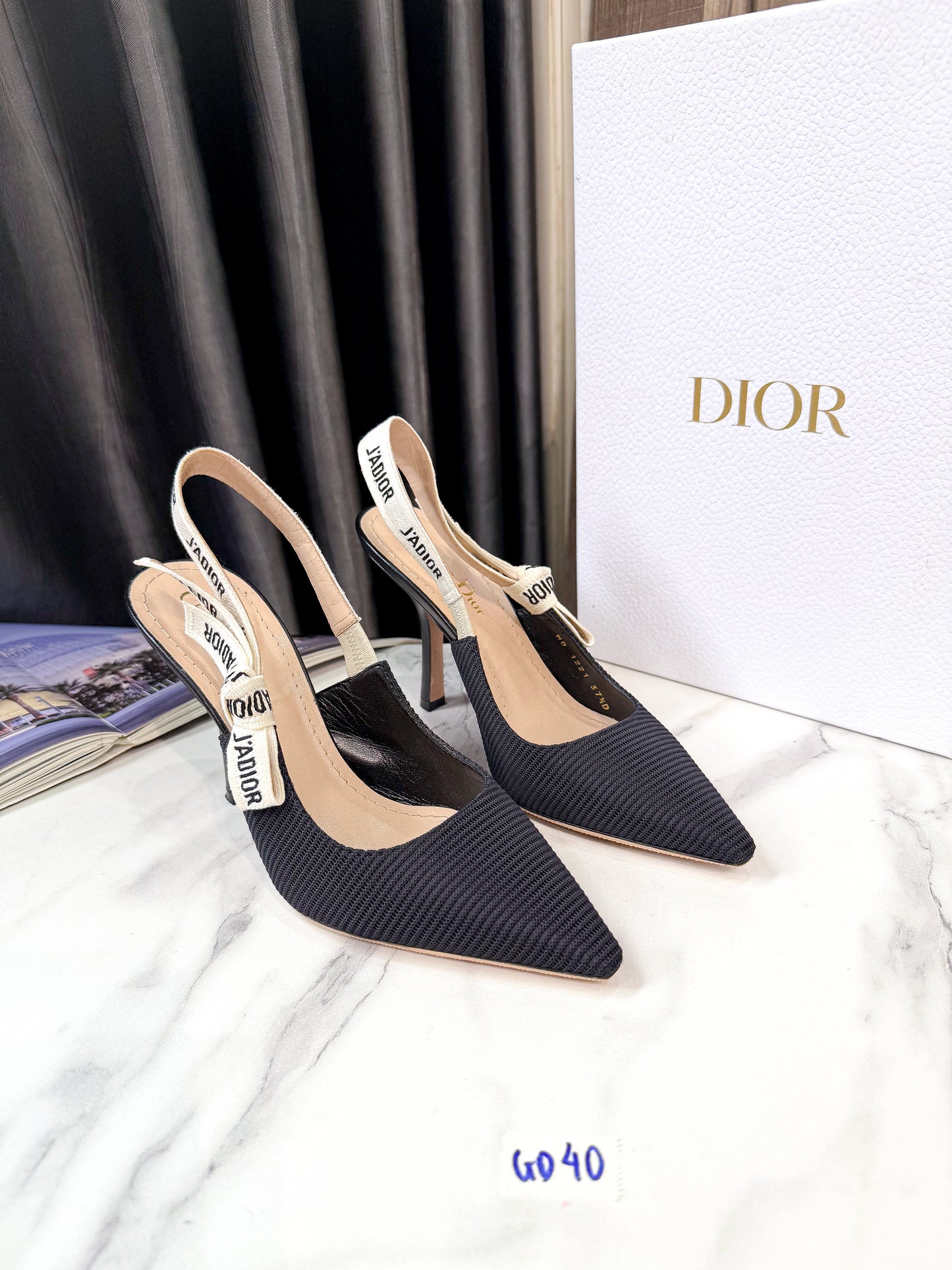 Slingback Dior Đen Size 37.5D GD40