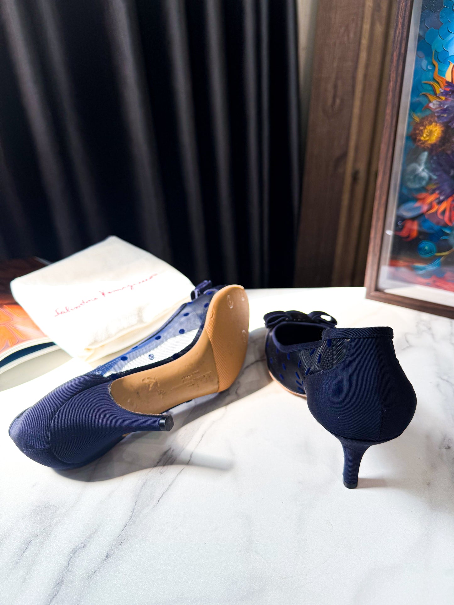 Giày Salvatore Ren Xanh Size 6