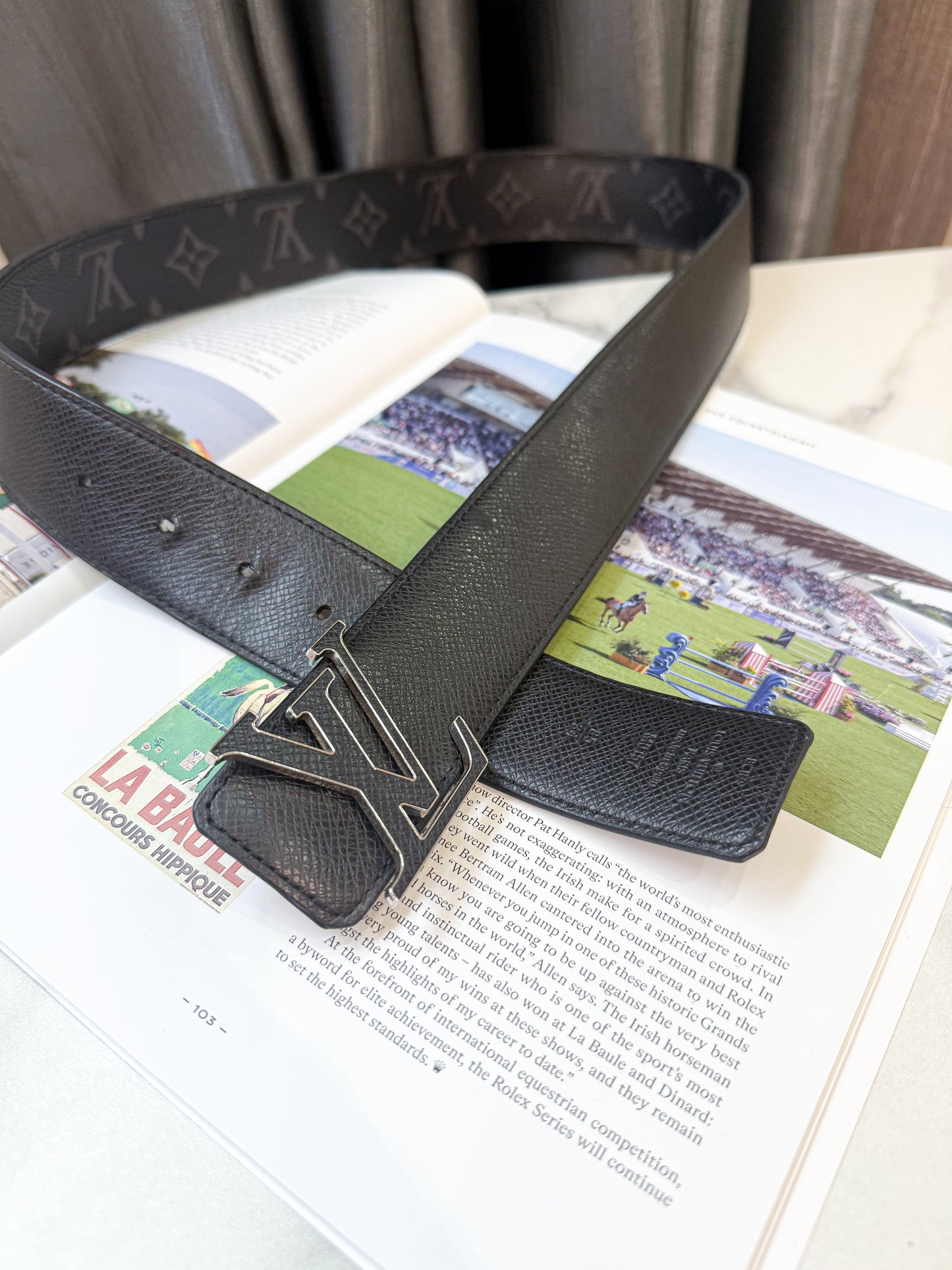 Belt LV Nam Size 85 2 Mặt