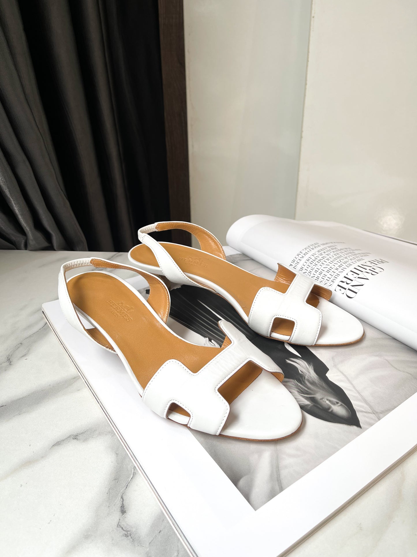 Slingback Hermes Trắng Size 35