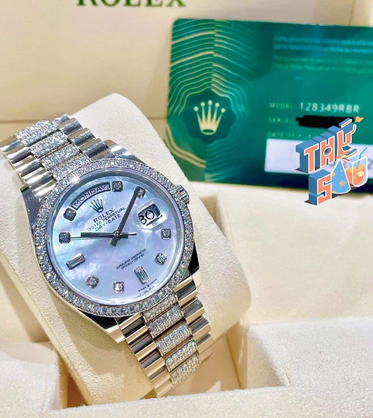 Đồng Hồ Rolex Daydate 128349RBR White Gold