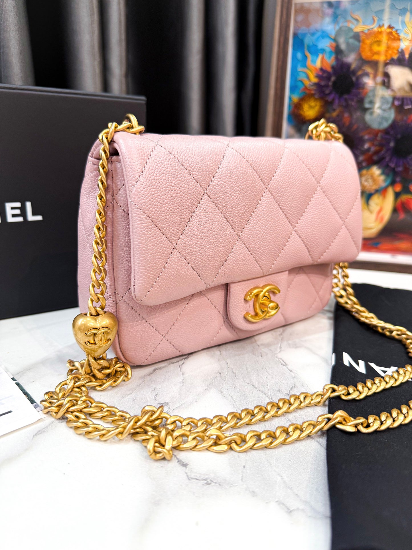 A A Chanel Mini Caviar Pink