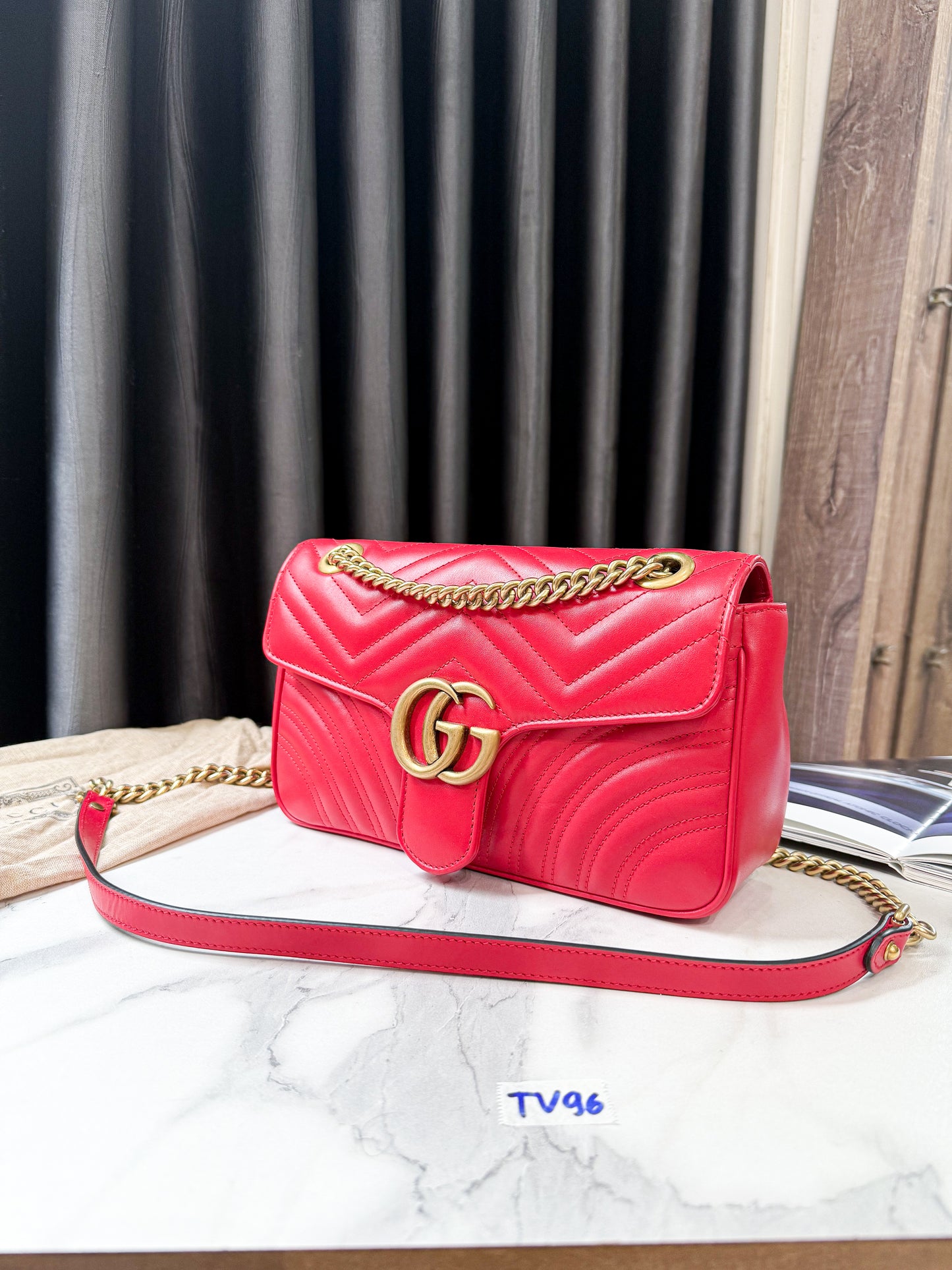 A A Gucci Marmont 26 Đỏ New TV96
