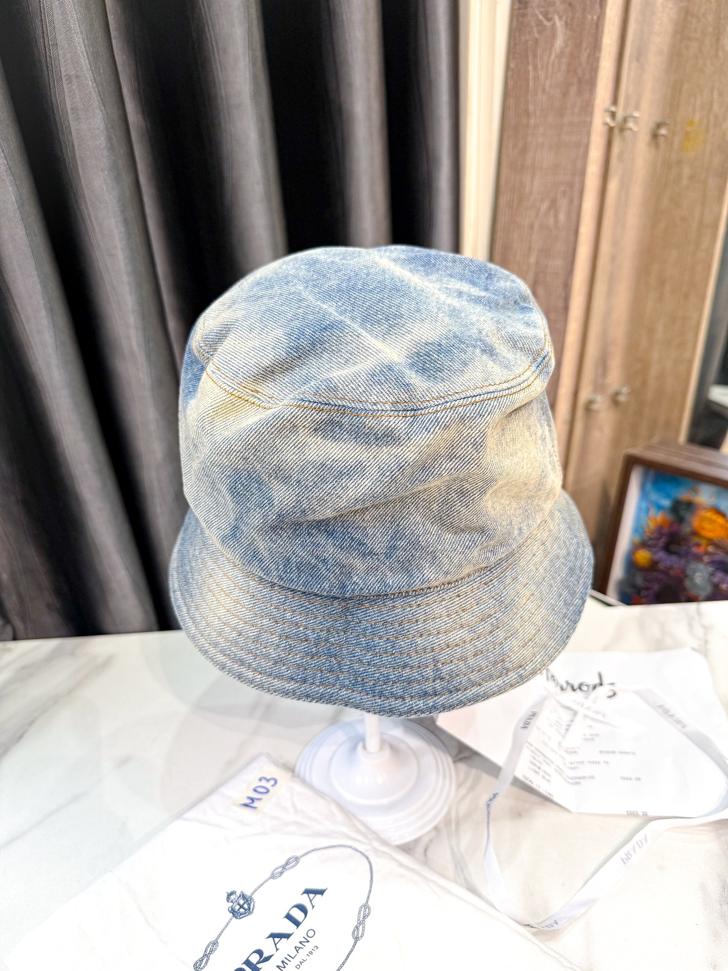 Mũ Bucket Prada New Size S Denim