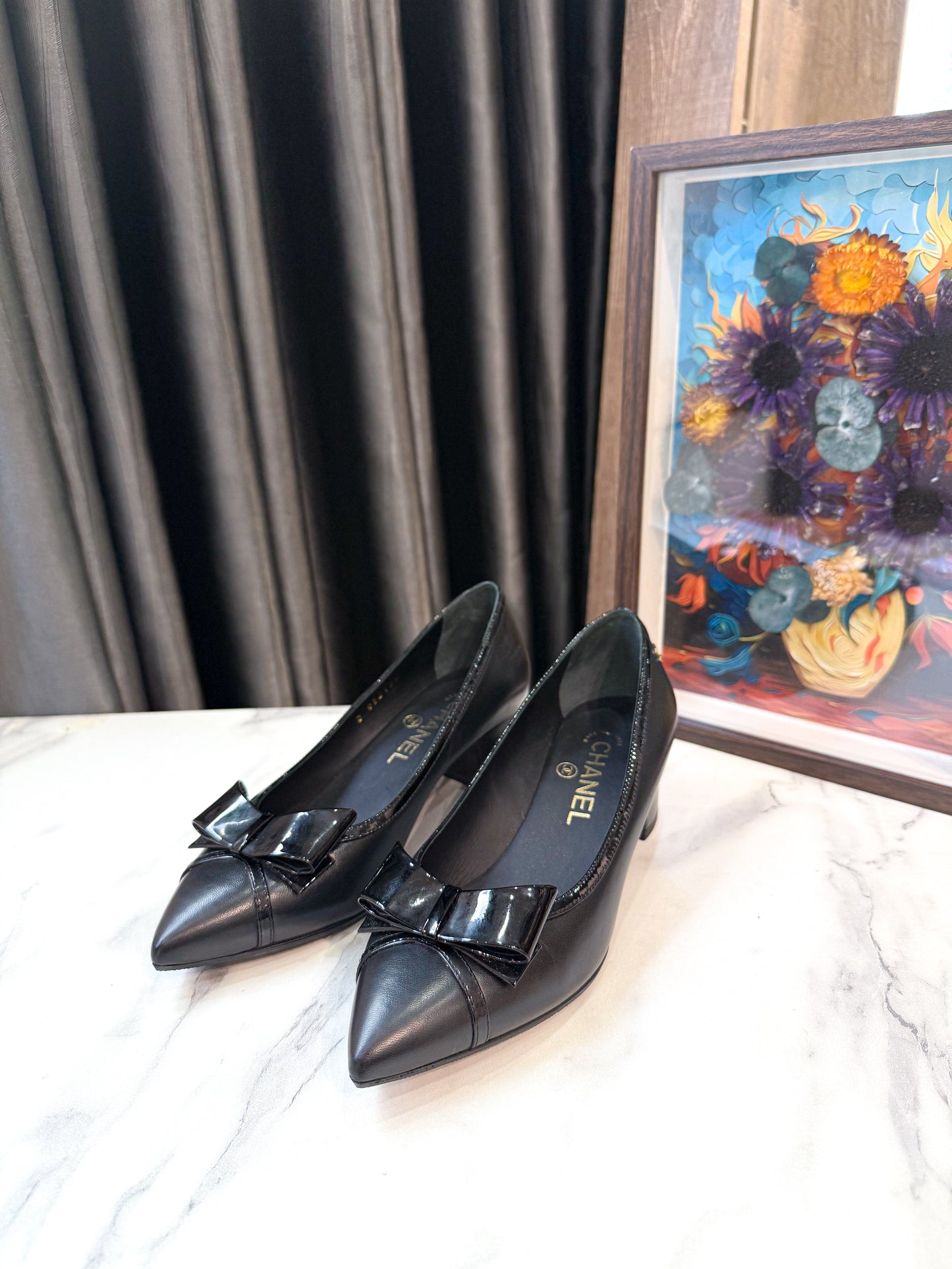 Giày Chanel Nơ Đen Size 35.5