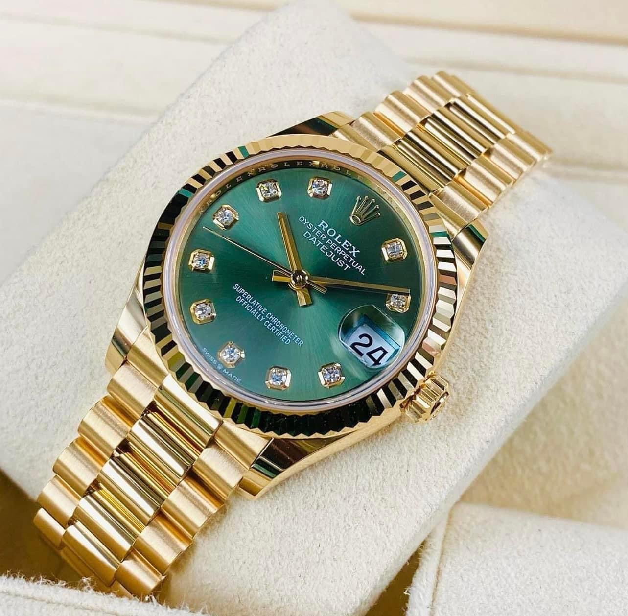 Đồng Hồ Rolex Datejust 31mm Yellow Gold Dial Olive Green