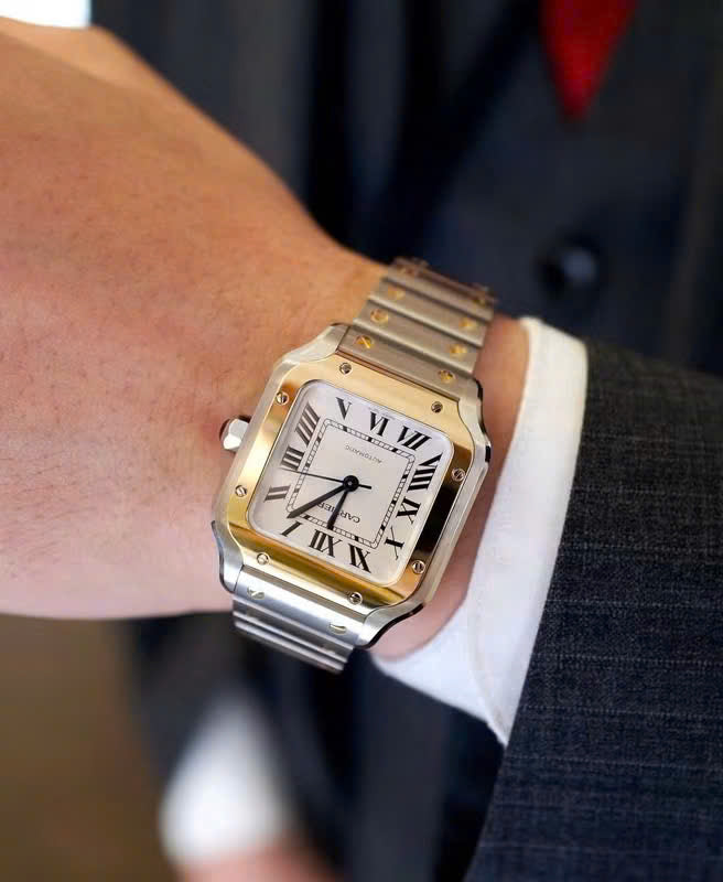 Cartier Santos W2SA0016 Demi Yellow Gold trên tay