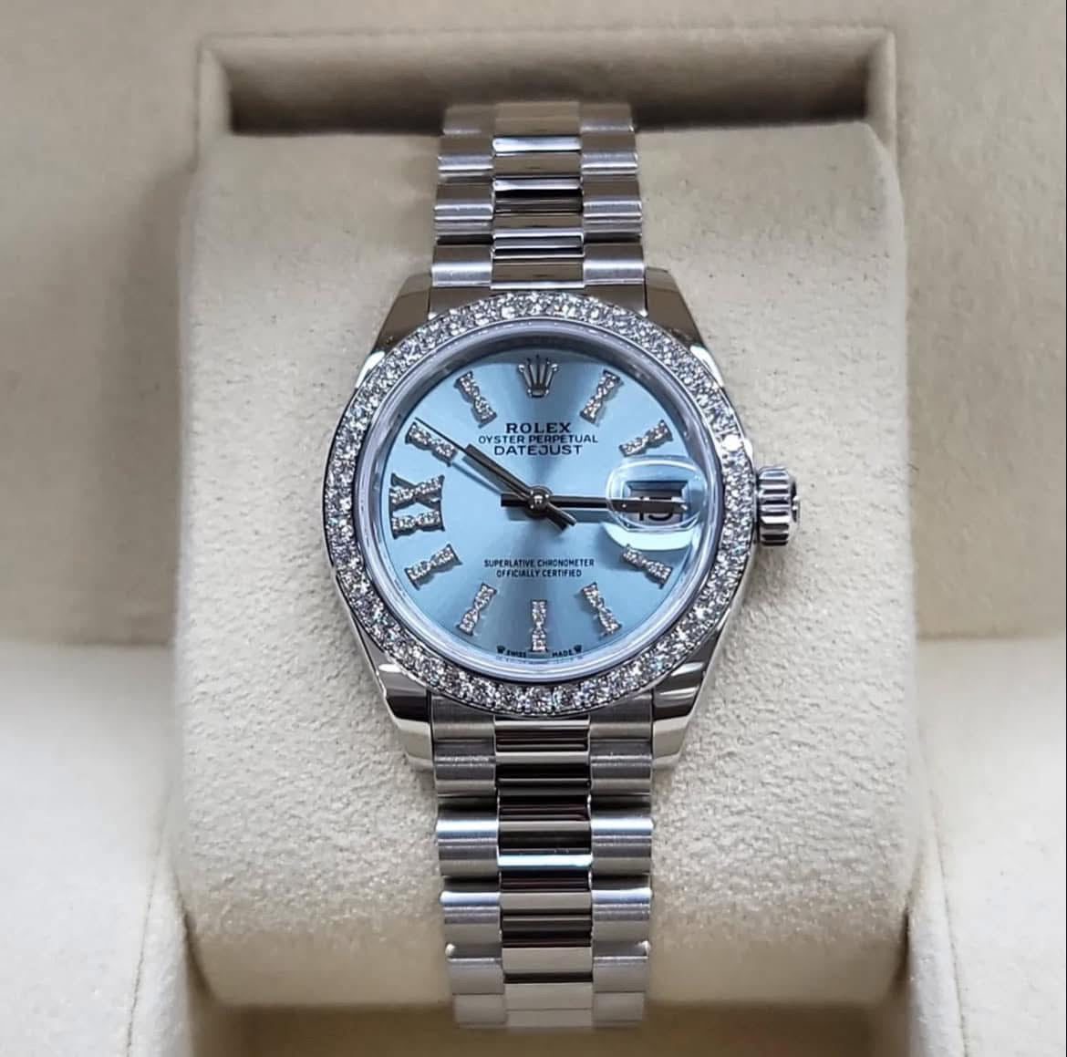Đồng Hồ Rolex Datejust 279136RBR Platin Ice Blue 28mm