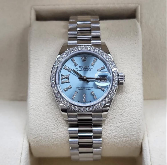 Đồng Hồ Rolex Datejust 279136RBR Platin Ice Blue 28mm