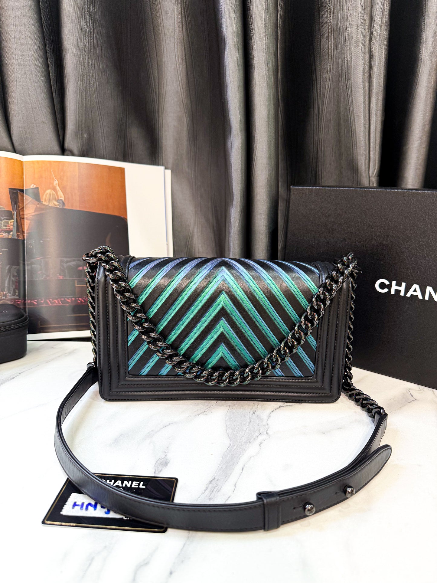 A A Chanel Boy M Phối Xanh HN90