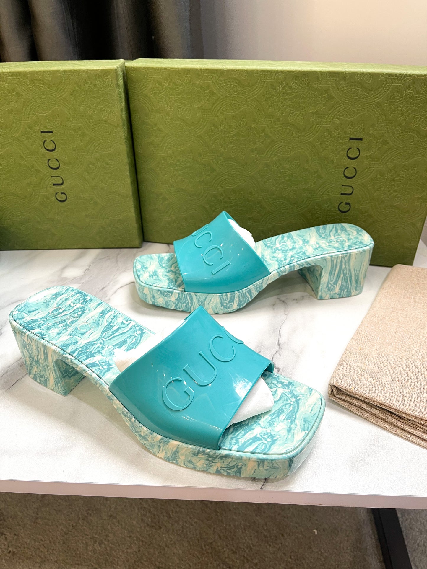 Dép Nhựa Gucci Xanh