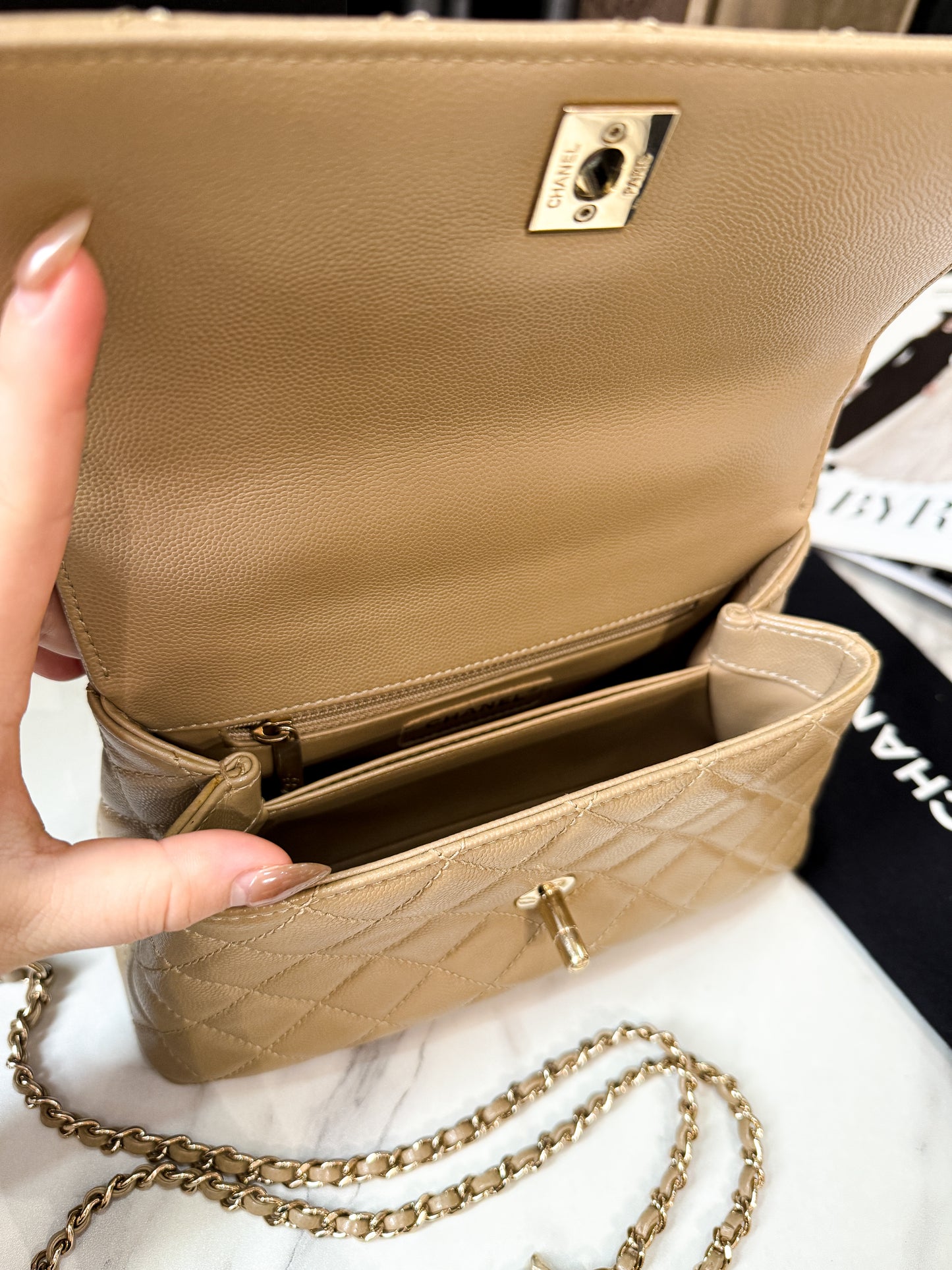 A A Chanel Coco 9.5 Begie Caviar