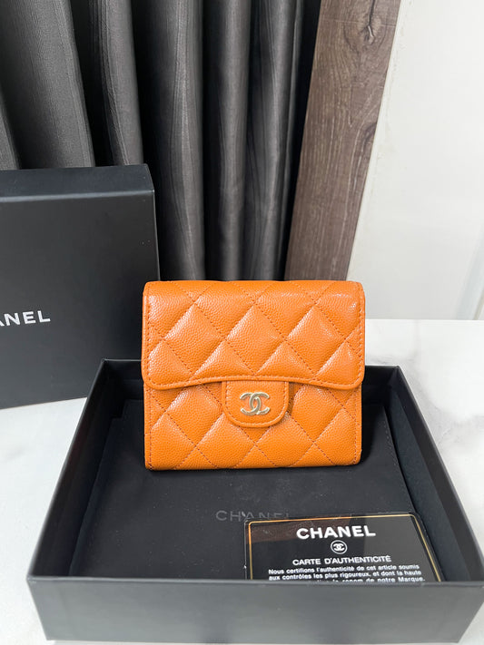 Ví Gấp Chanel Caviar Màu Cam