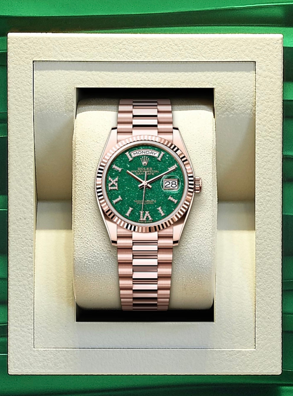 Đồng Hồ Rolex Daydate 36mm Green Aventurine