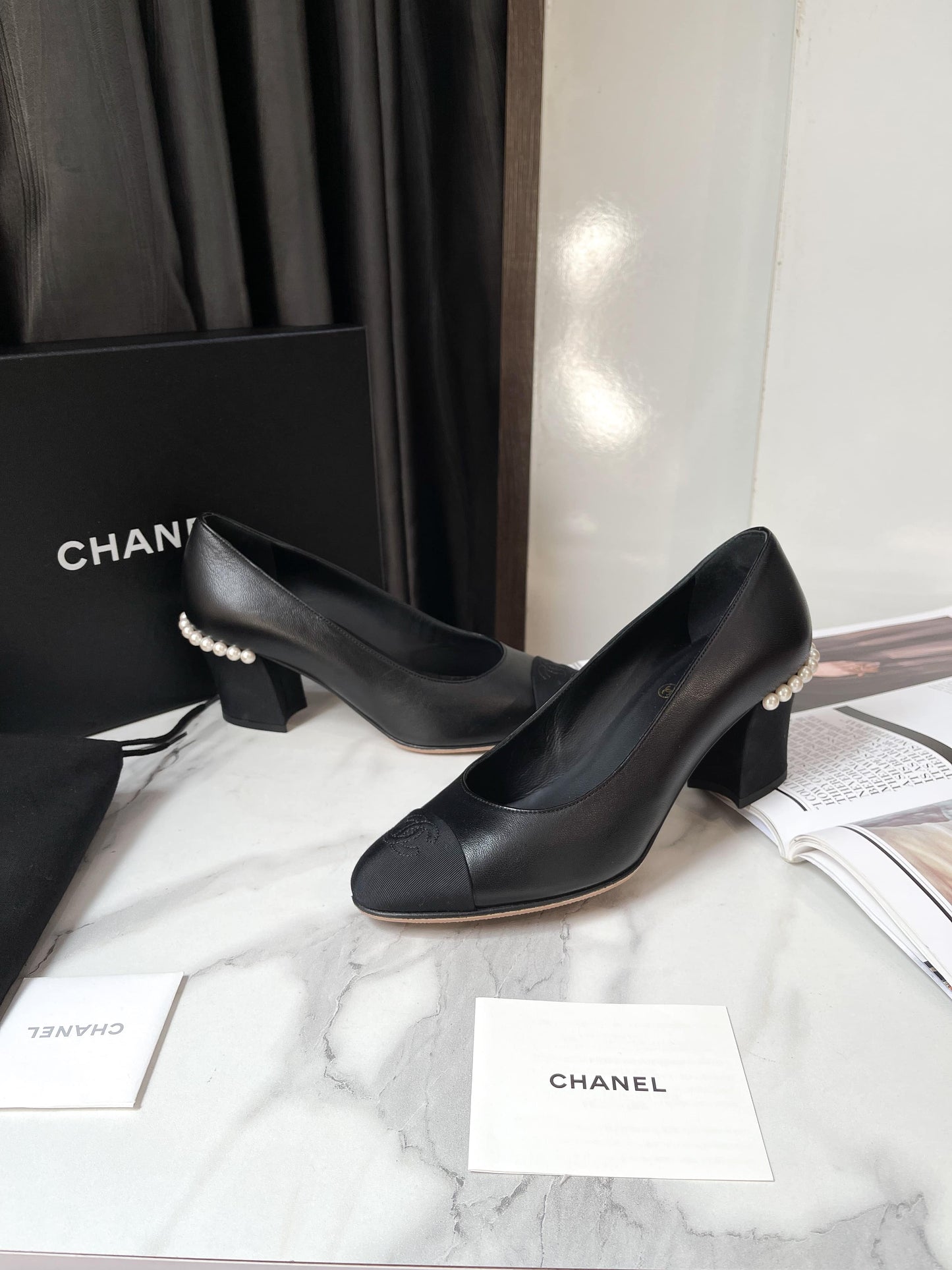 Giày Chanel Gót Đính Trai Size 36.5C