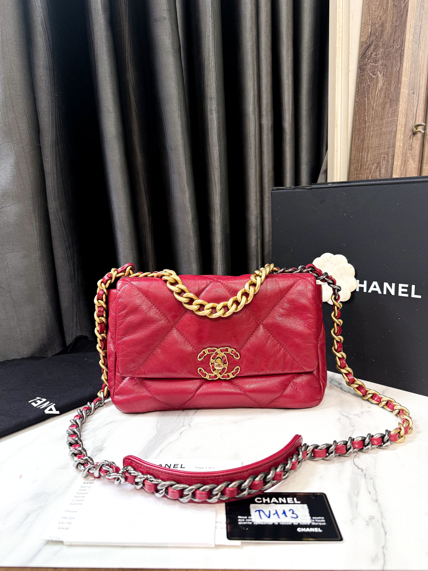 A A A Chanel C19 Đỏ Small TV113