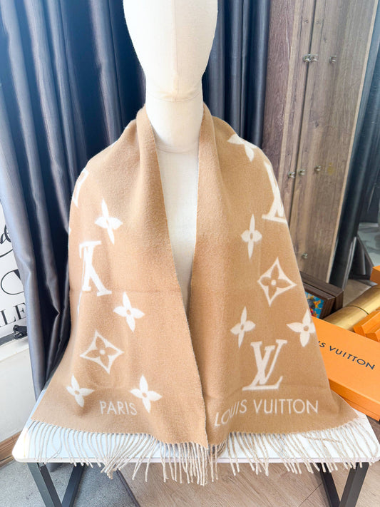 Khăn LV Cashmere Begie Nâu New 12/5
